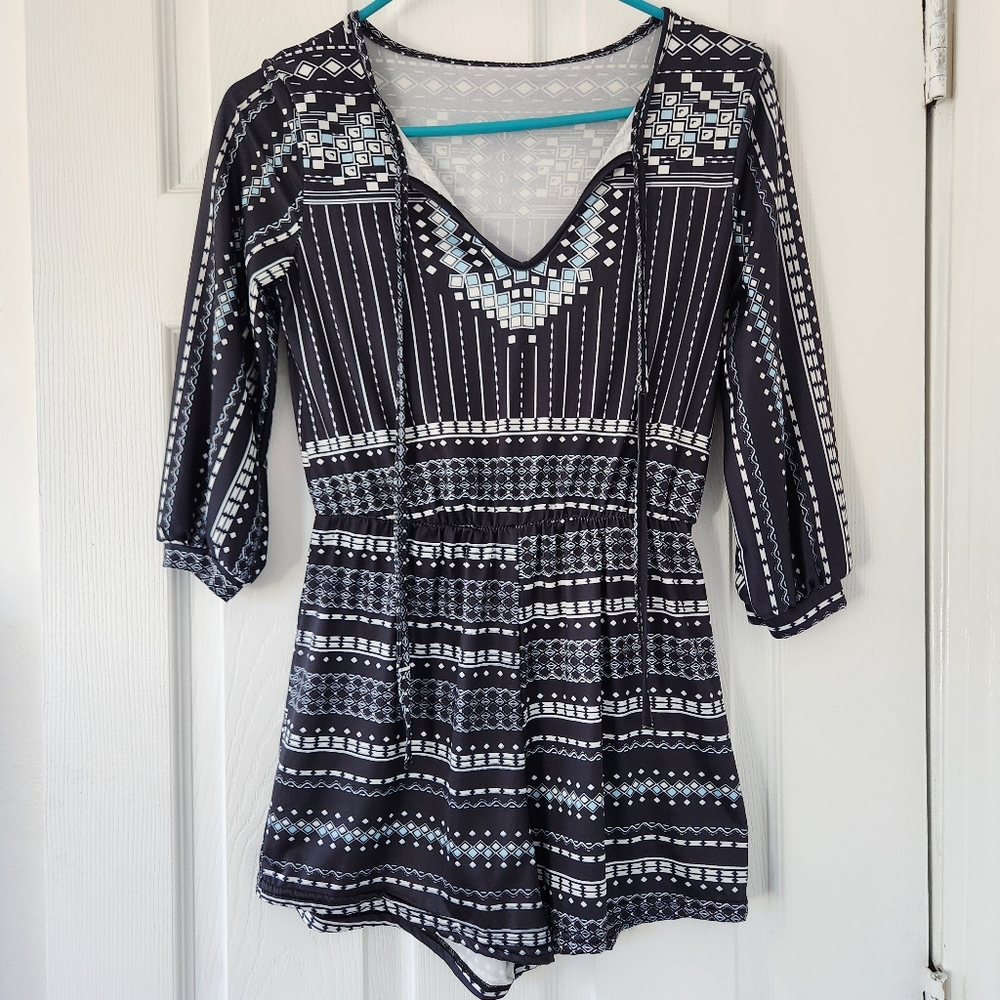 Small - Blue Print Romper